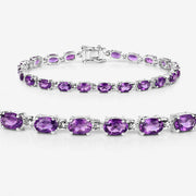 Bids.com 7.98 Carat Genuine Amethyst .925 Sterling Silver Bracelet Bracelets White Smoke size 7.25,size 8.25,size 7.00,size 6.25