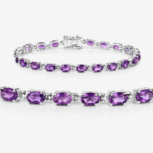 Bids.com 7.98 Carat Genuine Amethyst .925 Sterling Silver Bracelet Bracelets White Smoke size 7.25,size 8.25,size 7.00,size 6.25
