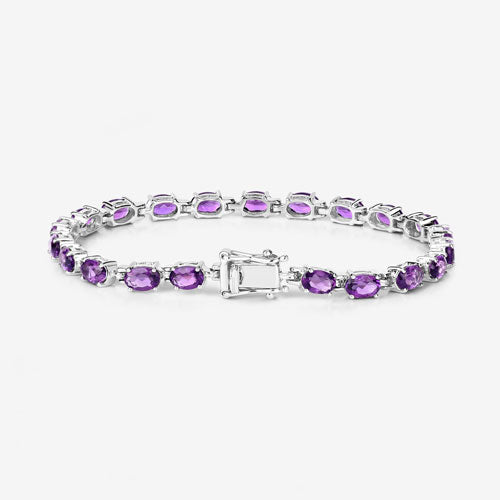 Bids.com 7.98 Carat Genuine Amethyst .925 Sterling Silver Bracelet Bracelets White Smoke size 7.25,size 8.25,size 7.00,size 6.25