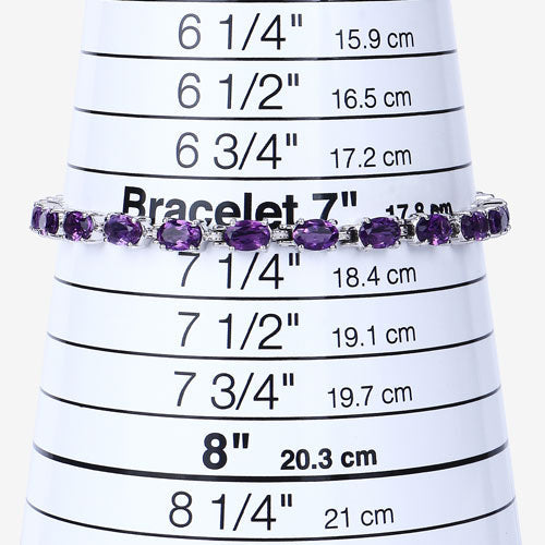 Bids.com 7.98 Carat Genuine Amethyst .925 Sterling Silver Bracelet Bracelets White Smoke size 7.25,size 8.25,size 7.00,size 6.25