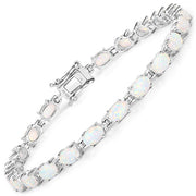 Bids.com 3.50 Carat Genuine Created Opal .925 Sterling Silver Bracelet Bracelets White Smoke size 7.25