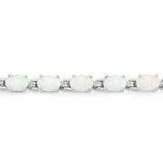 Bids.com 3.50 Carat Genuine Created Opal .925 Sterling Silver Bracelet Bracelets Lavender size 7.25
