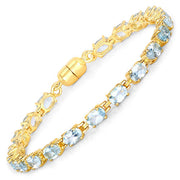 Bids.com 10.20 Carat Genuine Blue Topaz .925 Sterling Silver Bracelet Bracelets White Smoke size 7.00