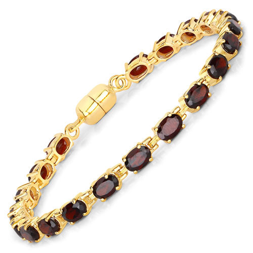 Bids.com 10.20 Carat Genuine Garnet .925 Sterling Silver Bracelet Bracelets White Smoke size 7.00