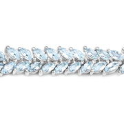 Bids.com 10.12 Carat Genuine Aquamarine .925 Sterling Silver Bracelet Bracelets White Smoke size 7.00,size 7.50