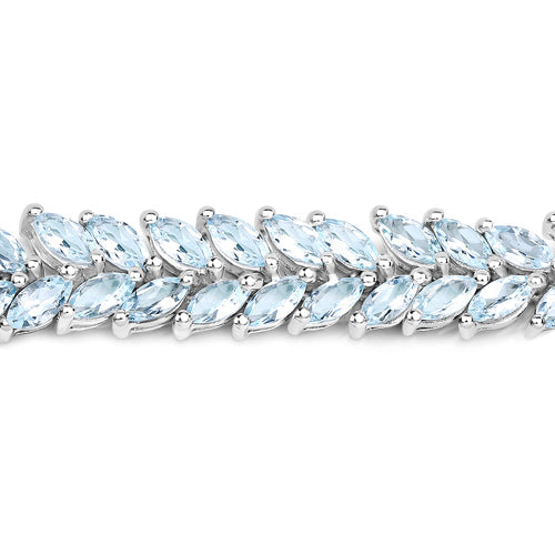 Bids.com 10.12 Carat Genuine Aquamarine .925 Sterling Silver Bracelet Bracelets White Smoke size 7.00,size 7.50