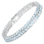 Bids.com 15.04 Carat Genuine Blue Topaz .925 Sterling Silver Bracelet Bracelets White Smoke size 7.00