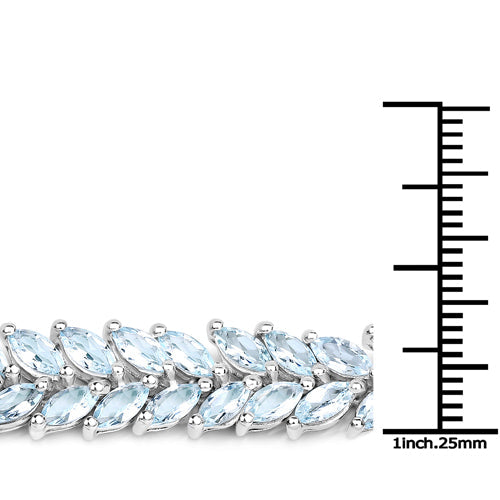 Bids.com 15.04 Carat Genuine Blue Topaz .925 Sterling Silver Bracelet Bracelets White Smoke size 7.00