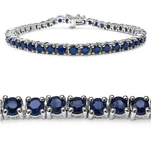 Bids.com 8.36 Carat Genuine Blue Sapphire .925 Sterling Silver Bracelet Bracelets White Smoke size 7.25