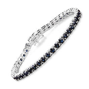 Bids.com 8.36 Carat Genuine Blue Sapphire .925 Sterling Silver Bracelet Bracelets White Smoke size 8.25,size 6.00,size 7.50