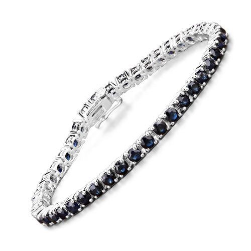 Bids.com 8.36 Carat Genuine Blue Sapphire .925 Sterling Silver Bracelet Bracelets White Smoke size 8.25,size 6.00,size 7.50