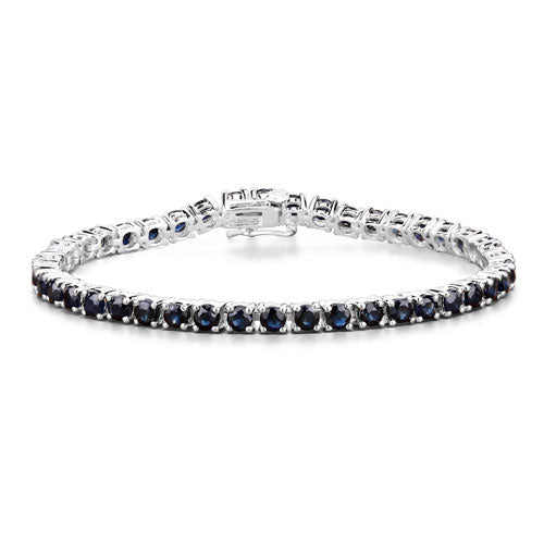 Bids.com 8.36 Carat Genuine Blue Sapphire .925 Sterling Silver Bracelet Bracelets White Smoke size 7.25,size 8.25,size 6.00,size 7.50