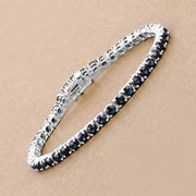 Bids.com 8.36 Carat Genuine Blue Sapphire .925 Sterling Silver Bracelet Bracelets Tan size 7.25,size 8.25,size 6.00,size 7.50