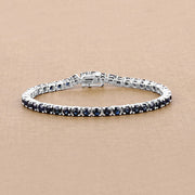 Bids.com 8.36 Carat Genuine Blue Sapphire .925 Sterling Silver Bracelet Bracelets Tan size 7.25,size 8.25,size 6.00,size 7.50