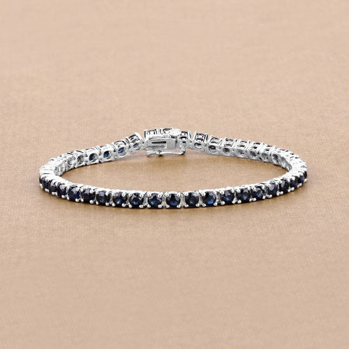 Bids.com 8.36 Carat Genuine Blue Sapphire .925 Sterling Silver Bracelet Bracelets Tan size 7.25,size 8.25,size 6.00,size 7.50