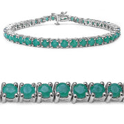 Bids.com 7.48 Carat Genuine Emerald .925 Sterling Silver Bracelet Bracelets White Smoke size 7.25