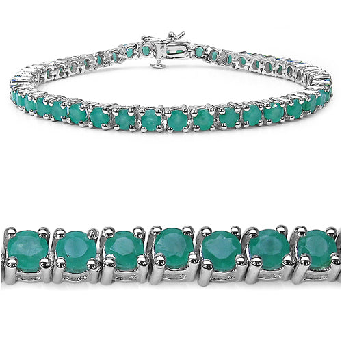 Bids.com 7.48 Carat Genuine Emerald .925 Sterling Silver Bracelet Bracelets White Smoke size 7.25