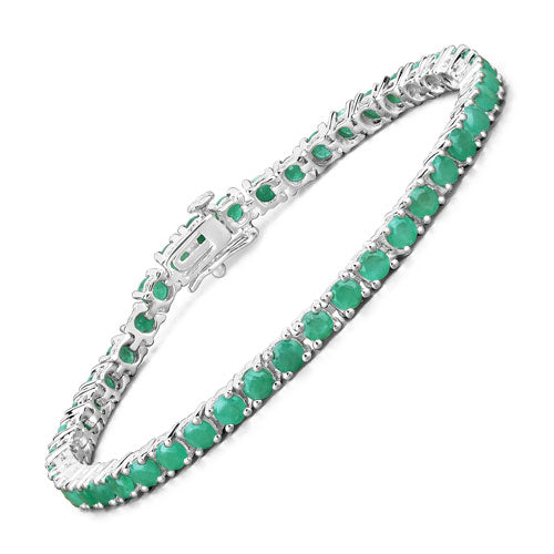 Bids.com 7.48 Carat Genuine Emerald .925 Sterling Silver Bracelet Bracelets White Smoke size 8.25,size 7.50