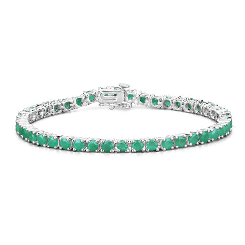 Bids.com 7.48 Carat Genuine Emerald .925 Sterling Silver Bracelet Bracelets White Smoke size 7.25,size 8.25,size 7.50