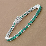 Bids.com 7.48 Carat Genuine Emerald .925 Sterling Silver Bracelet Bracelets Rosy Brown size 7.25,size 8.25,size 7.50