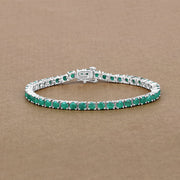 Bids.com 7.48 Carat Genuine Emerald .925 Sterling Silver Bracelet Bracelets Rosy Brown size 7.25,size 8.25,size 7.50