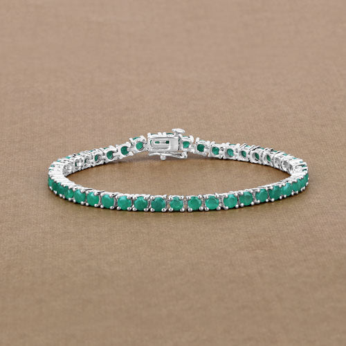 Bids.com 7.48 Carat Genuine Emerald .925 Sterling Silver Bracelet Bracelets Rosy Brown size 7.25,size 8.25,size 7.50