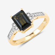 Bids.com 1.73 Carat Genuine Green Tourmaline and White Diamond 14K Yellow Gold Ring Rings White Smoke size 6.00,size 7.00,size 8.00,size 9.00
