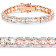 Bids.com 18K Rose Gold Plated 11.60 Carat Genuine Morganite .925 Sterling Silver Bracelet Bracelets White Smoke size 7.50,size 7.00,size 7.25,size 8.00