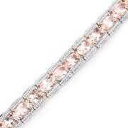 Bids.com 18K Rose Gold Plated 11.60 Carat Genuine Morganite .925 Sterling Silver Bracelet Bracelets White Smoke size 7.50,size 7.00,size 7.25,size 8.00