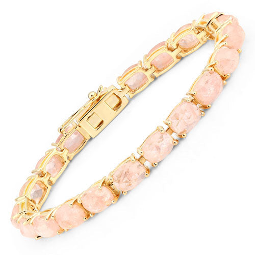 Bids.com 34.50 Carat Genuine Morganite .925 Sterling Silver Bracelet Bracelets White Smoke size 7.50