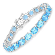 Bids.com 35.20 Carat Genuine Swiss Blue Topaz .925 Sterling Silver Bracelet Bracelets White Smoke size 7.00