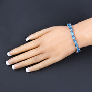 Bids.com 35.20 Carat Genuine Swiss Blue Topaz .925 Sterling Silver Bracelet Bracelets Dark Slate Gray size 7.00