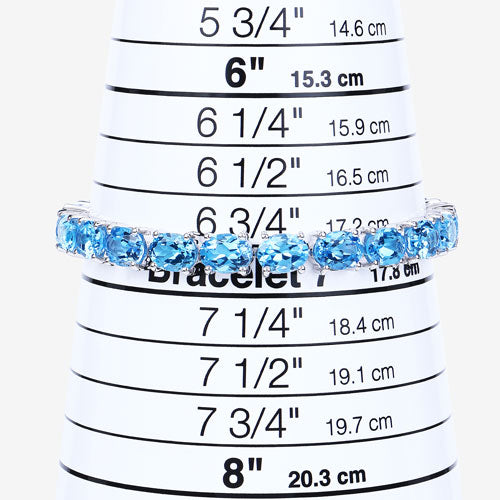 Bids.com 35.20 Carat Genuine Swiss Blue Topaz .925 Sterling Silver Bracelet Bracelets White Smoke size 7.00