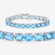 Bids.com 35.20 Carat Genuine Swiss Blue Topaz .925 Sterling Silver Bracelet Bracelets White Smoke size 7.00