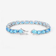 Bids.com 35.20 Carat Genuine Swiss Blue Topaz .925 Sterling Silver Bracelet Bracelets White Smoke size 7.00