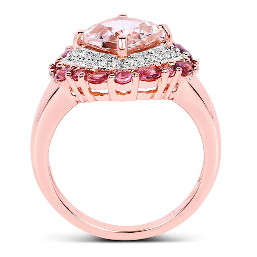 Bids.com 14K Rose Gold Plated 3.11 Carat Genuine Morganite, Pink Tourmaline & White Topaz .925 Sterling Silver Ring Rings White Smoke size 6.00,size 7.00,size 8.00,size 9.00,size 7.50,size 5.00,size 10.00