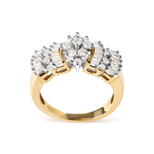 Bids.com 10K Yellow Gold 1.00 Cttw Diamond Starburst Ring Band (H-I Color, I1-I2 Clarity) - Ring Size 7 Rings White Smoke 7 / Yellow.Gold