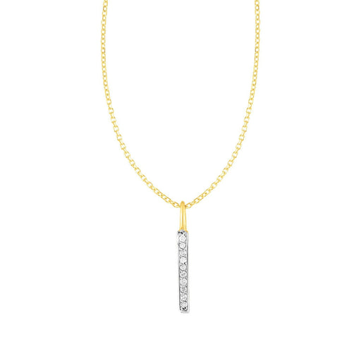 Bids.com 14k Yellow Gold Bar Pendant with Diamonds Pendants White Smoke Yellow Gold