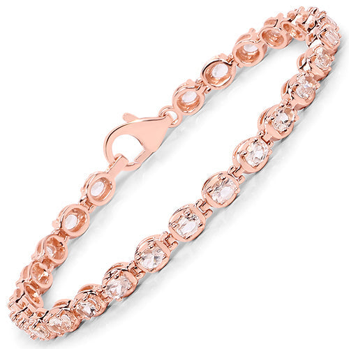 Bids.com 3.75 Carat Genuine Morganite .925 Sterling Silver Bracelet Bracelets White Smoke size 7.50,size 7.00,size 8.50,size 6.25