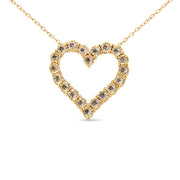 Bids.com 10K Yellow Gold Flashed .925 Sterling Silver 1/2 Cttw Champagne Diamond Miracle Plate Heart Pendant Necklace (K-L Color, I1-I2 Clarity) - 18" Necklaces White Smoke Yellow.Sterling Silver / 18