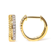 Bids.com 10K Yellow Gold 1/10 Cttw Diamond and Rope Twist Huggy Hoop Earrings (H-I Color, I1-I2 Clarity) Earrings White Smoke Yellow.Gold / 0.1