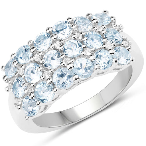 Bids.com 2.29 Carat Genuine Blue Topaz & White Topaz .925 Sterling Silver Ring Rings White Smoke size 7.00,size 8.00,size 9.00,size 6.00