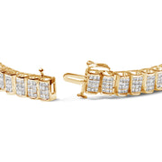 Bids.com 14K Yellow Gold 5.0 Cttw Invisible Set Princess-cut Diamond Buckle Link Tennis Bracelet (H-I Color, SI2-I1 Clarity) - Size 7.25" Bracelets White Smoke White.Gold / 7.5,Yellow.Gold / 7.25