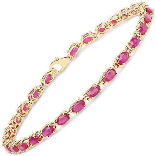 Bids.com 14K Yellow Gold Plated 7.00 Carat Glass Filled Ruby .925 Sterling Silver Bracelet Bracelets White Smoke size 7.50,size 5.00,size 7.00
