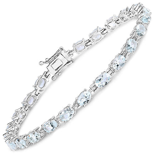 Bids.com 8.80 Carat Genuine Aquamarine .925 Sterling Silver Bracelet Bracelets White Smoke size 7.50,size 7.75,size 6.00,size 6.25,size 7.00,size 6.75,size 7.25,size 8.00