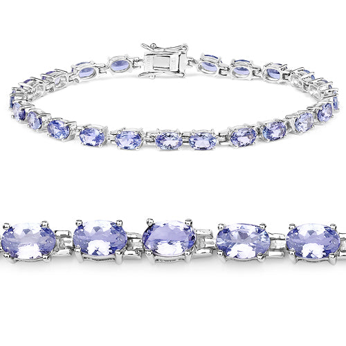 Bids.com 9.68 Carat Genuine Tanzanite .925 Sterling Silver Bracelet Bracelets White Smoke size 7.50,size 7.25,size 7.75