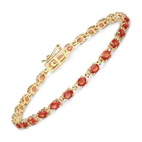 Bids.com 7.00 Carat Genuine Orange Sapphire 14K Yellow Gold Bracelet Bracelets White Smoke size 7.00