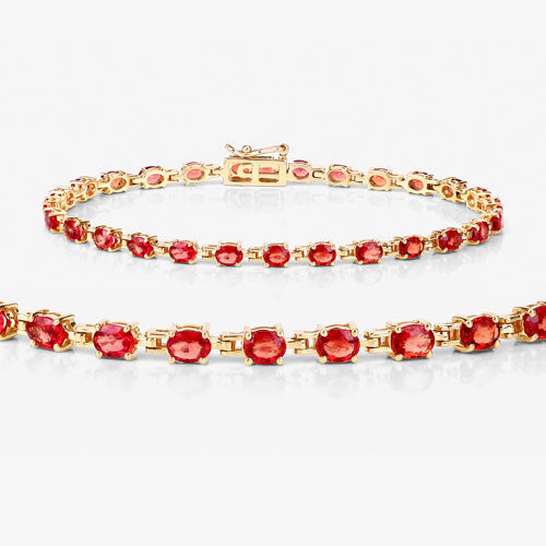 Bids.com 7.00 Carat Genuine Orange Sapphire 14K Yellow Gold Bracelet Bracelets White Smoke size 7.00