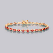 Bids.com 7.00 Carat Genuine Orange Sapphire 14K Yellow Gold Bracelet Bracelets Gray size 7.00