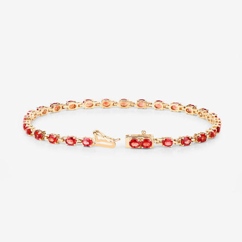Bids.com 7.00 Carat Genuine Orange Sapphire 14K Yellow Gold Bracelet Bracelets White Smoke size 7.00